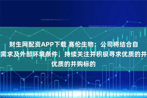 财生网配资APP下载 赛伦生物：公司将结合自身发展需求及外部环境条件，持续关注并积极寻求优质的并购标的