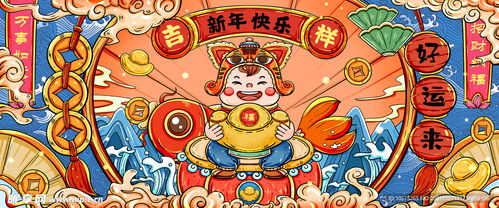 国潮新年虎头帽福娃banner设计图