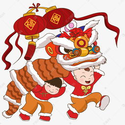 手绘中国风猪年福娃舞狮插画素材图片免费下载 千库网